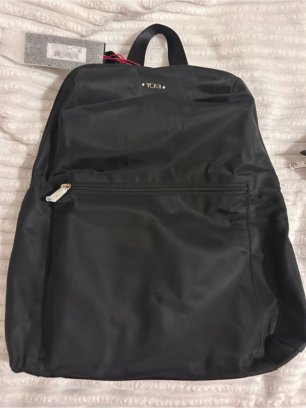New: Tumi: “Just in Case” Backpack with Gold Logo Accents -NWT